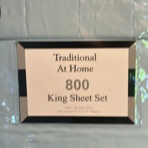 Traditional at Home 6pc King Sheet Set Baby Blue Stripes Embossed Print